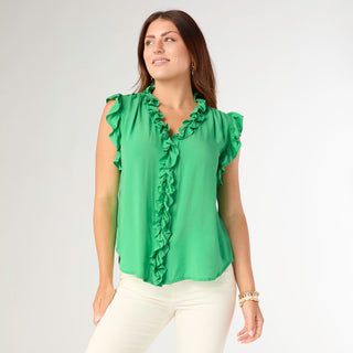 Julie Ruffle Tank - Bright Green