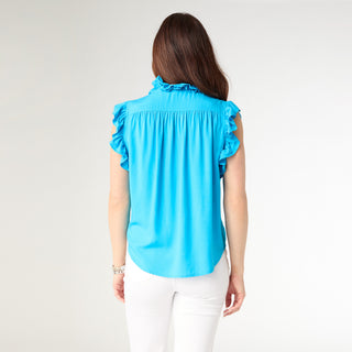 Julie Ruffle Tank - French Blue