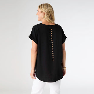 Norma V-Neck Top with Front Seam - Black