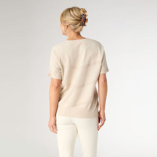 Lightweight Heavenly-Luxe Short Sleeve V-Neck Sweater - Oatmeal