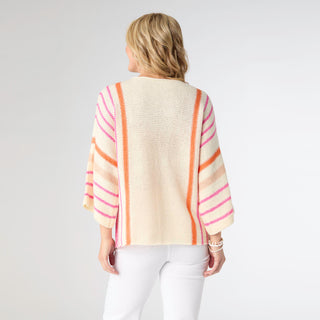 Gretchen Relaxed 3/4 Sleeve Striped Sweater - Natural
