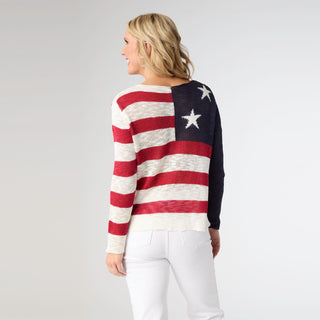Muriel Burnout Flag Sweater - Red/White/Blue