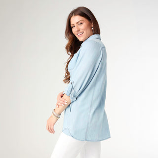 Dawn Button Front Tunic - Light Denim