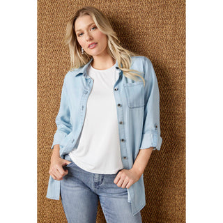 Dawn Button Front Tunic - Light Denim