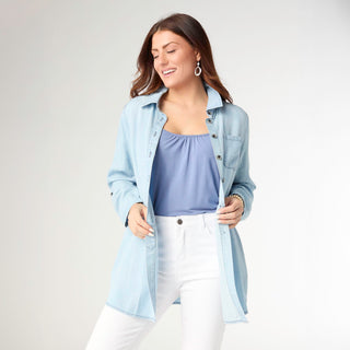 Dawn Button Front Tunic - Light Denim