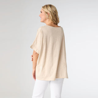 Lisa Relaxed Fit Top with Raised Hearts - Natural