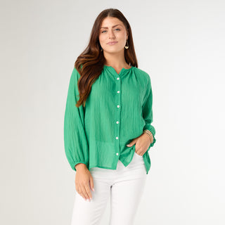 Melanie Long Sleeve Blouse - Bright Green