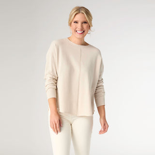 Lightweight Heavenly-Luxe Long Sleeve Sweater with Front Seam - Oatmeal