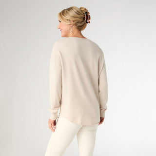 Lightweight Heavenly-Luxe Long Sleeve Sweater with Front Seam - Oatmeal