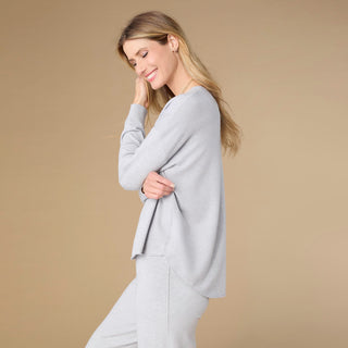 Lightweight Heavenly-Luxe Long Sleeve Sweater with Front Seam - Oatmeal