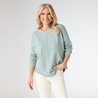 Lightweight Heavenly-Luxe Long Sleeve Sweater with Front Seam - Sage Wisdom