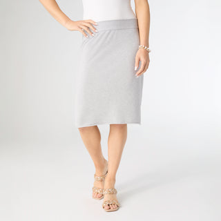 Lightweight Heavenly-Luxe Mid Length Skirt - Light Heather Grey