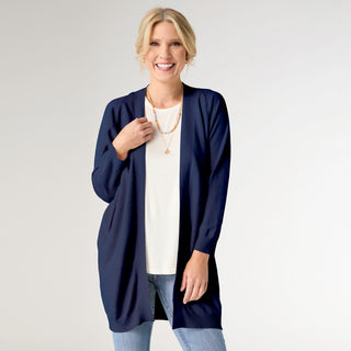 Lightweight Heavenly-Luxe 3/4 Sleeve Cardigan with Pockets - Patriot Blue