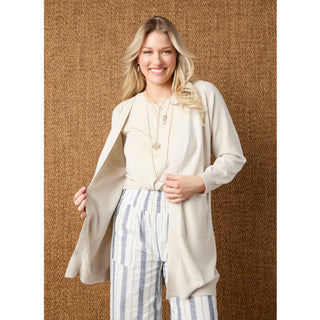 Lightweight Heavenly-Luxe 3/4 Sleeve Cardigan with Pockets - Patriot Blue