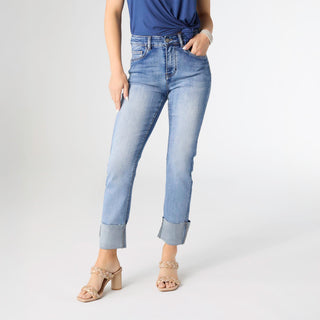 EverStretch Straight Ankle with Wide Cuff - Medium Denim