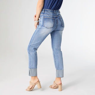 EverStretch Straight Ankle with Wide Cuff - Medium Denim