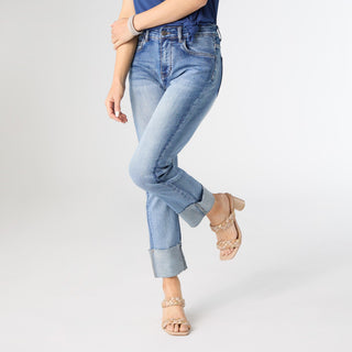 EverStretch Straight Ankle with Wide Cuff - Medium Denim