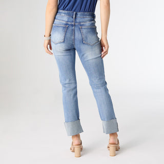 EverStretch Straight Ankle with Wide Cuff - Medium Denim