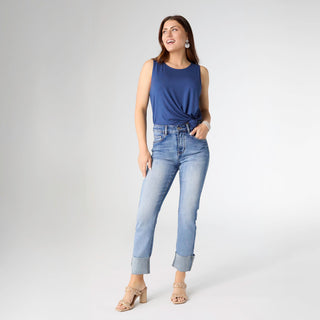 EverStretch Straight Ankle with Wide Cuff - Medium Denim