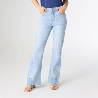 EverStretch Flare with Checkered Insert - Light Denim