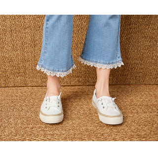 EverStretch Flare Capri with Lace Trim - Light Denim