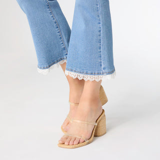 EverStretch Flare Capri with Lace Trim - Light Denim