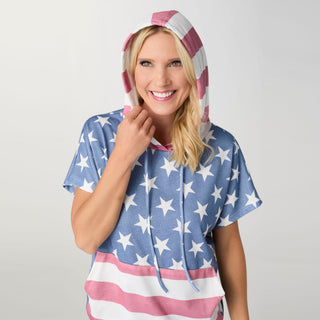 Independence Day Short Sleeve Hoodie - Stars and Stripes