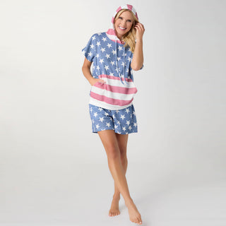 Independence Day Short Sleeve Hoodie - Stars and Stripes
