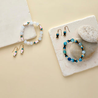 Enamel Fish Dangle Earrings - White/Pink