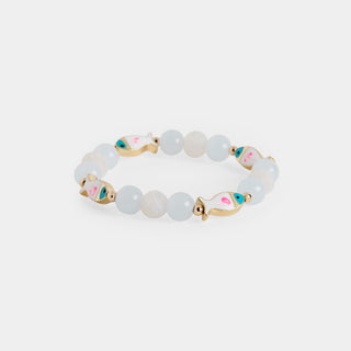Enamel Fish Stretch Bracelet - White/Pink