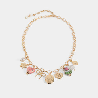 Charming Blossom Locket Necklace - Pink Tulip