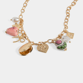 Charming Blossom Locket Necklace - Pink Tulip