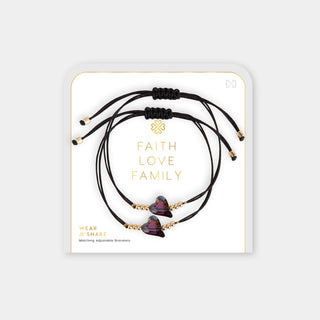 Faith, Love, Family Wear + Share Bracelet - Black