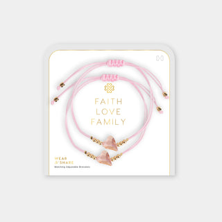 Faith, Love, Family Wear + Share Bracelet - Pink