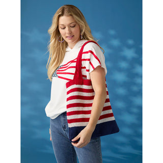 America Striped Shopper Tote - Red/White/Blue