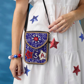Artisan Beaded Crossbody - White/Blue/Red