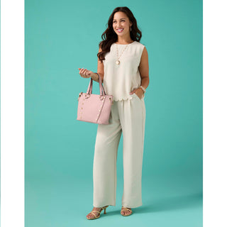Daphne Tie Back Tank with Scallop - Sand