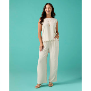 Daphne Tie Back Tank with Scallop - Sand