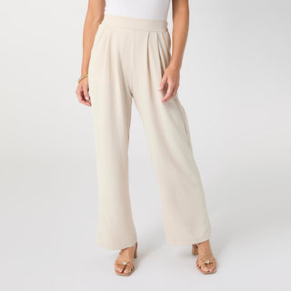 Daphne Flowy Pleat Front Pant with Pockets - Sand