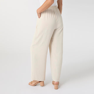 Daphne Flowy Pleat Front Pant with Pockets - Sand