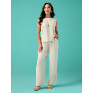 Daphne Flowy Pleat Front Pant with Pockets - Navy