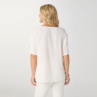 Elin Linen Top with Button Detail - Natural
