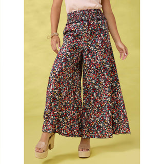 Ashley Smock Waist Flowy Wide Leg Pant - Floral