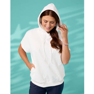 Arianna Short Sleeve Hoodie with Pockets - White Star