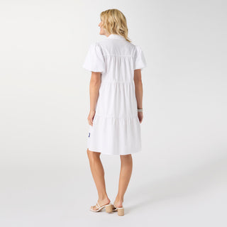 Aubrey Puff Sleeve Dress with Stars - White