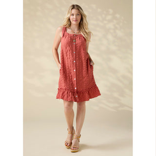 Gemma Seersucker Dress with Pockets - Desert Clay