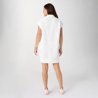 Serena Sleeveless Quilted Dress with Pockets - White