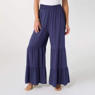 Hallie Tiered Wide Leg Pant - Navy