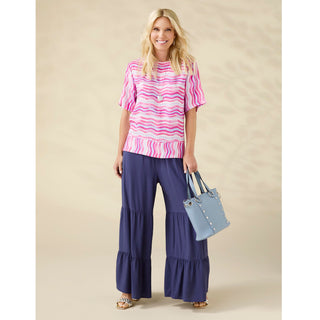 Hallie Tiered Wide Leg Pant - Navy