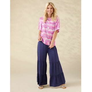 Hallie Tiered Wide Leg Pant - Navy